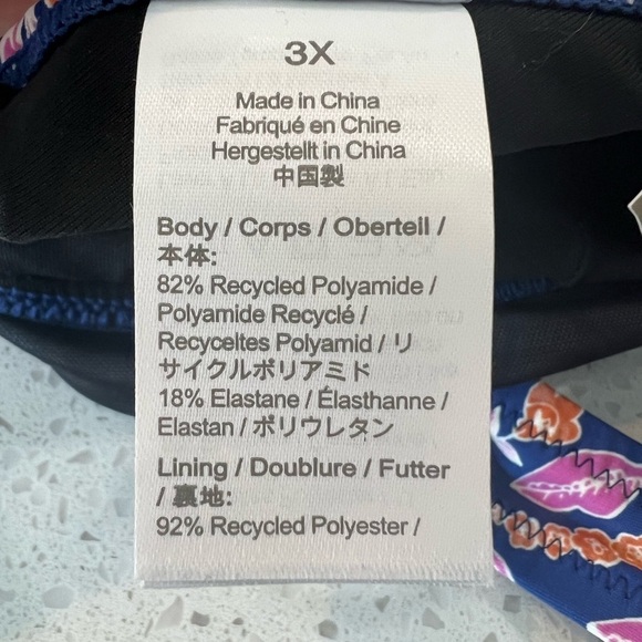 J. Crew Plunge bikini top in painted block print Size 3X Navy Orange Floral NWT - Picture 13 of 14